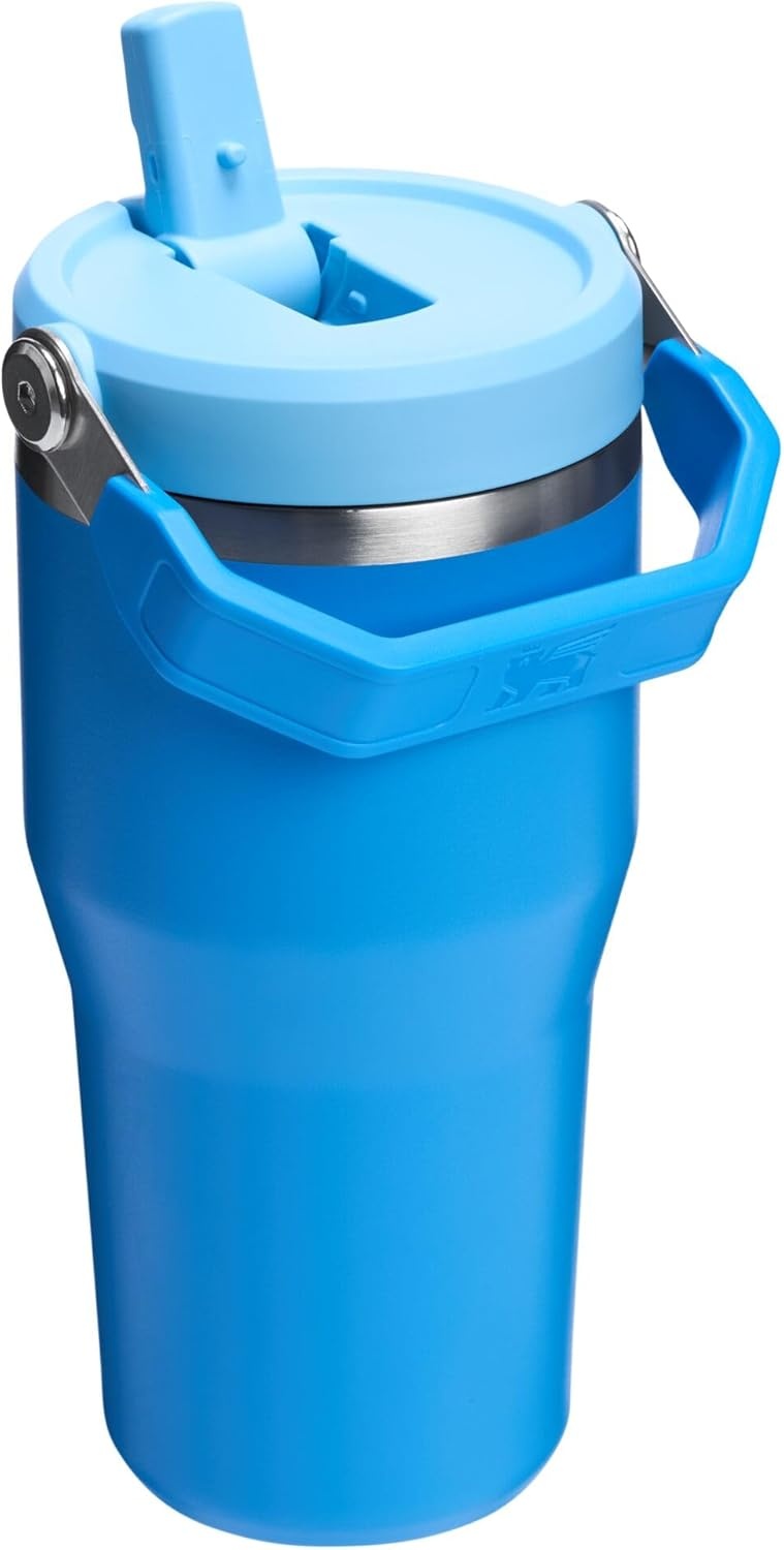 image:imageSTANLEY IceFlow 20 Flip Straw Tumbler 30 oz Pacific Hypergrip Easy Carry Handle Twist On Lid and Flip Up Straw Leak Resistant Water Bottle Insulated Stainless Steel BPAFreeAzure 20