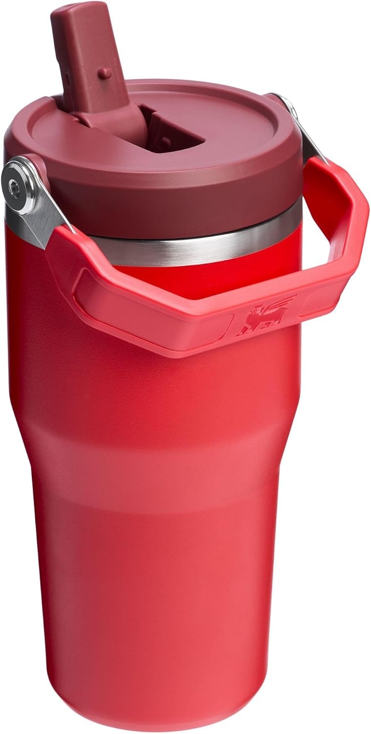 image:imageSTANLEY IceFlow 20 Flip Straw Tumbler 30 oz Pacific Hypergrip Easy Carry Handle Twist On Lid and Flip Up Straw Leak Resistant Water Bottle Insulated Stainless Steel BPAFreeChili Red