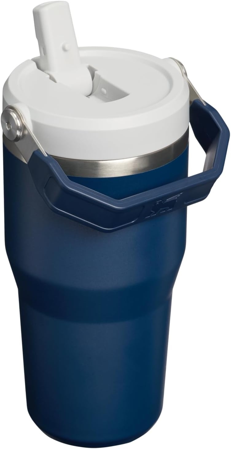 image:imageSTANLEY IceFlow 20 Flip Straw Tumbler 30 oz Pacific Hypergrip Easy Carry Handle Twist On Lid and Flip Up Straw Leak Resistant Water Bottle Insulated Stainless Steel BPAFreeDark Navy