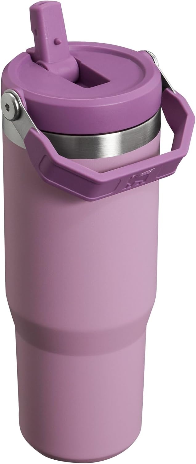 image:imageSTANLEY IceFlow 20 Flip Straw Tumbler 30 oz Pacific Hypergrip Easy Carry Handle Twist On Lid and Flip Up Straw Leak Resistant Water Bottle Insulated Stainless Steel BPAFreeLilac