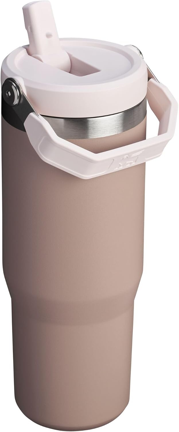 image:imageSTANLEY IceFlow 20 Flip Straw Tumbler 30 oz Pacific Hypergrip Easy Carry Handle Twist On Lid and Flip Up Straw Leak Resistant Water Bottle Insulated Stainless Steel BPAFreeAlmond Rose