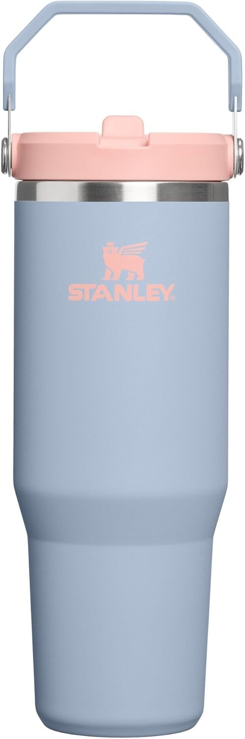 image:imageSTANLEY IceFlow 20 Flip Straw Tumbler 30 oz Pacific Hypergrip Easy Carry Handle Twist On Lid and Flip Up Straw Leak Resistant Water Bottle Insulated Stainless Steel BPAFreeBlue Dream