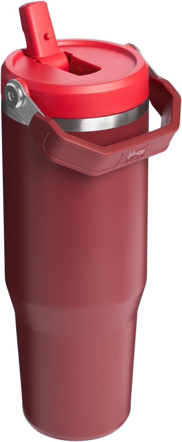 image:imageSTANLEY IceFlow 20 Flip Straw Tumbler 30 oz Pacific Hypergrip Easy Carry Handle Twist On Lid and Flip Up Straw Leak Resistant Water Bottle Insulated Stainless Steel BPAFreeCranberry