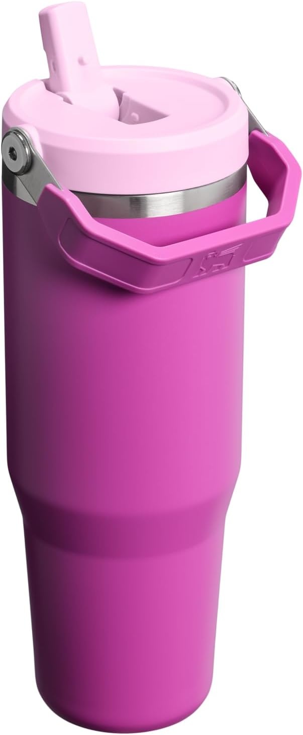 image:imageSTANLEY IceFlow 20 Flip Straw Tumbler 30 oz Pacific Hypergrip Easy Carry Handle Twist On Lid and Flip Up Straw Leak Resistant Water Bottle Insulated Stainless Steel BPAFreeDark Blossom