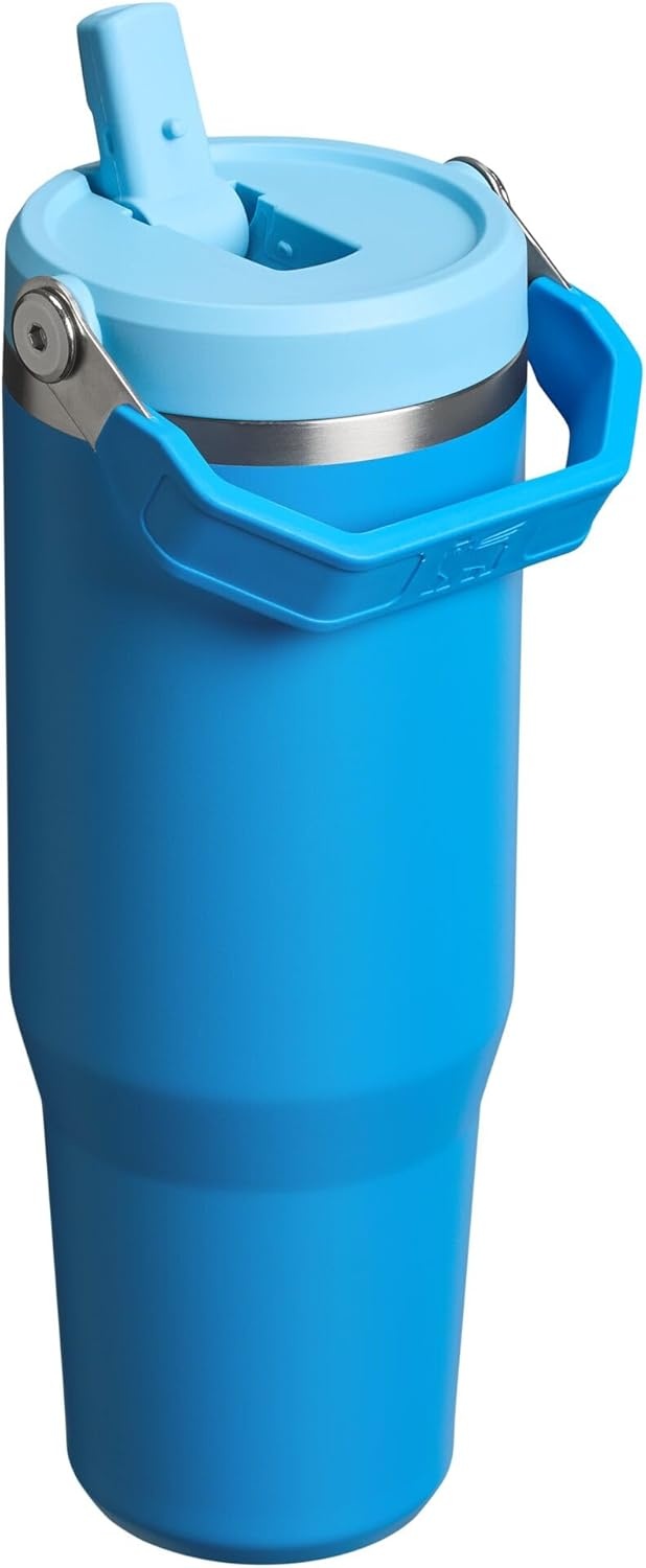 image:imageSTANLEY IceFlow 20 Flip Straw Tumbler 30 oz Pacific Hypergrip Easy Carry Handle Twist On Lid and Flip Up Straw Leak Resistant Water Bottle Insulated Stainless Steel BPAFreeAzure 20