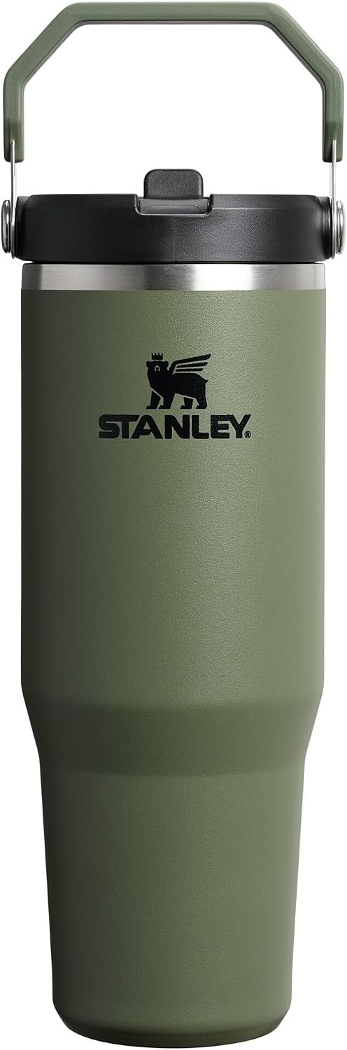 image:imageSTANLEY IceFlow 20 Flip Straw Tumbler 30 oz Pacific Hypergrip Easy Carry Handle Twist On Lid and Flip Up Straw Leak Resistant Water Bottle Insulated Stainless Steel BPAFreeDried Pine