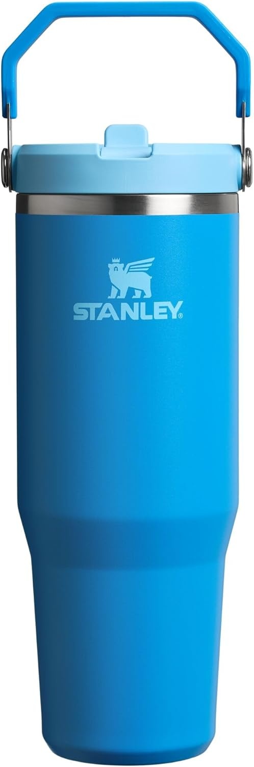 image:imageSTANLEY IceFlow 20 Flip Straw Tumbler 30 oz Pacific Hypergrip Easy Carry Handle Twist On Lid and Flip Up Straw Leak Resistant Water Bottle Insulated Stainless Steel BPAFreeAzure 20