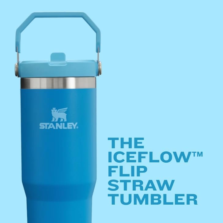image:imageSTANLEY IceFlow 20 Flip Straw Tumbler 30 oz Pacific Hypergrip Easy Carry Handle Twist On Lid and Flip Up Straw Leak Resistant Water Bottle Insulated Stainless Steel BPAFreePomelo