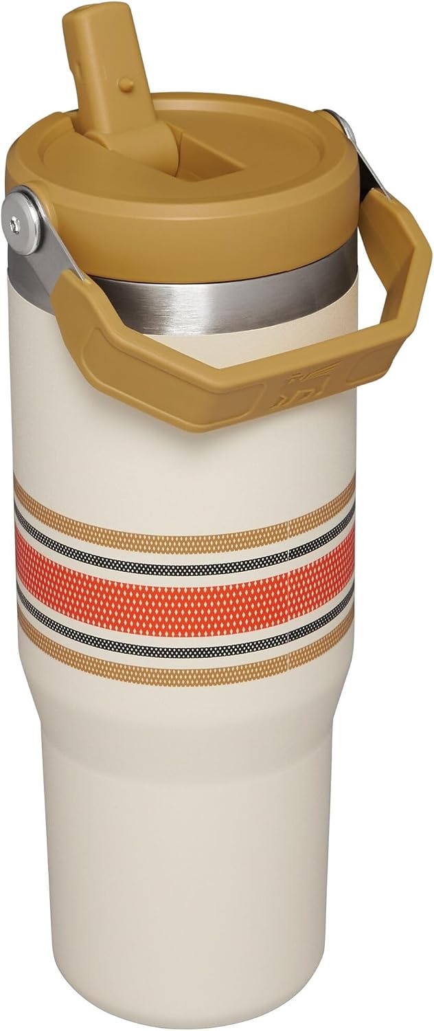image:imageSTANLEY IceFlow 20 Flip Straw Tumbler 30 oz Pacific Hypergrip Easy Carry Handle Twist On Lid and Flip Up Straw Leak Resistant Water Bottle Insulated Stainless Steel BPAFreeCream Mesh