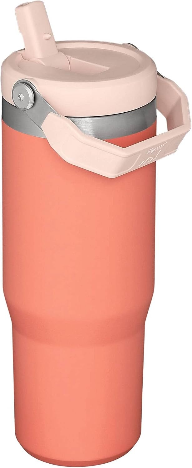 image:imageSTANLEY IceFlow 20 Flip Straw Tumbler 30 oz Pacific Hypergrip Easy Carry Handle Twist On Lid and Flip Up Straw Leak Resistant Water Bottle Insulated Stainless Steel BPAFreeGrapefruit
