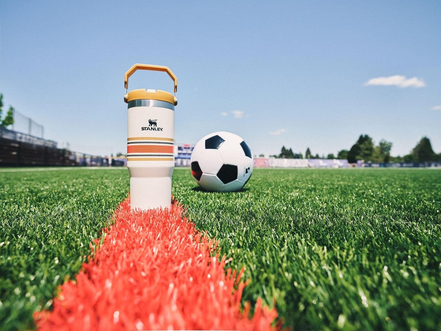 image:imageSTANLEY IceFlow 20 Flip Straw Tumbler 30 oz Pacific Hypergrip Easy Carry Handle Twist On Lid and Flip Up Straw Leak Resistant Water Bottle Insulated Stainless Steel BPAFreeCream Mesh