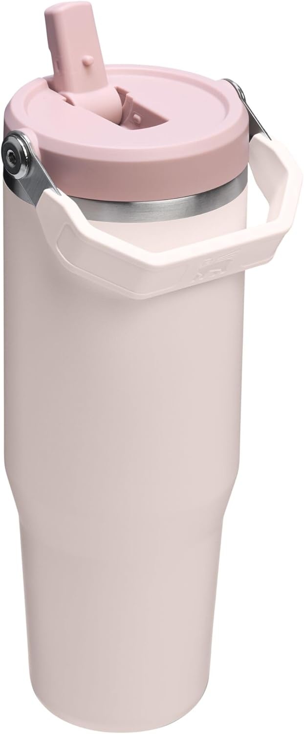 image:imageSTANLEY IceFlow 20 Flip Straw Tumbler 30 oz Pacific Hypergrip Easy Carry Handle Twist On Lid and Flip Up Straw Leak Resistant Water Bottle Insulated Stainless Steel BPAFreeRose Quartz 20