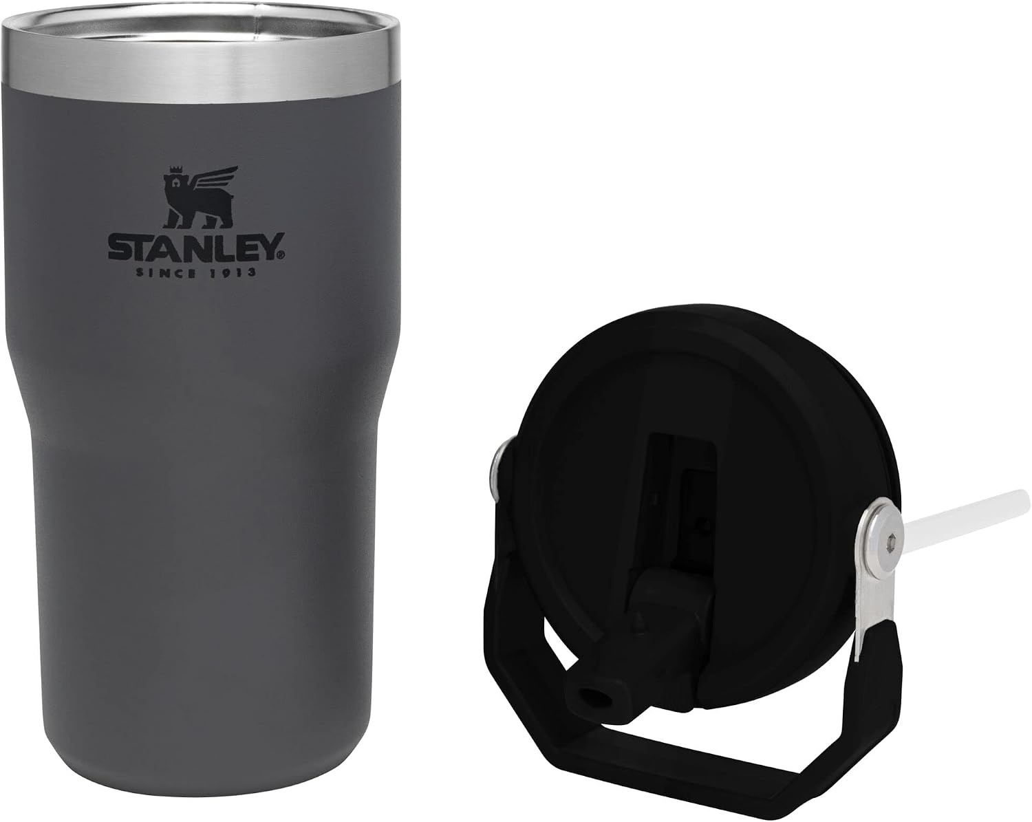 image:imageSTANLEY IceFlow 20 Flip Straw Tumbler 30 oz Pacific Hypergrip Easy Carry Handle Twist On Lid and Flip Up Straw Leak Resistant Water Bottle Insulated Stainless Steel BPAFreeCharcoal