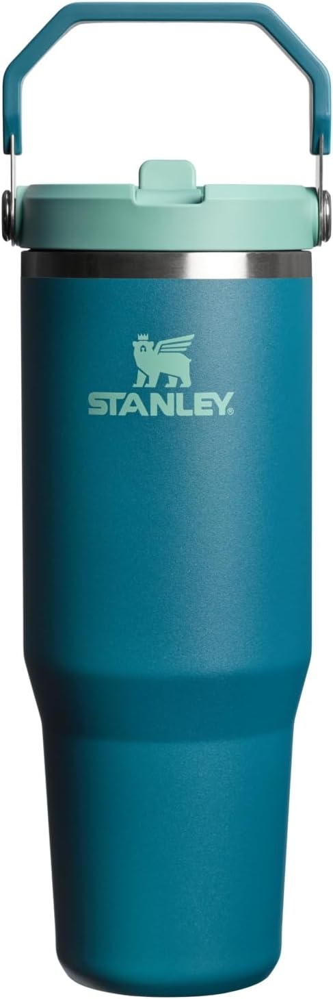 image:imageSTANLEY IceFlow 20 Flip Straw Tumbler 30 oz Pacific Hypergrip Easy Carry Handle Twist On Lid and Flip Up Straw Leak Resistant Water Bottle Insulated Stainless Steel BPAFreeCoastal Teal