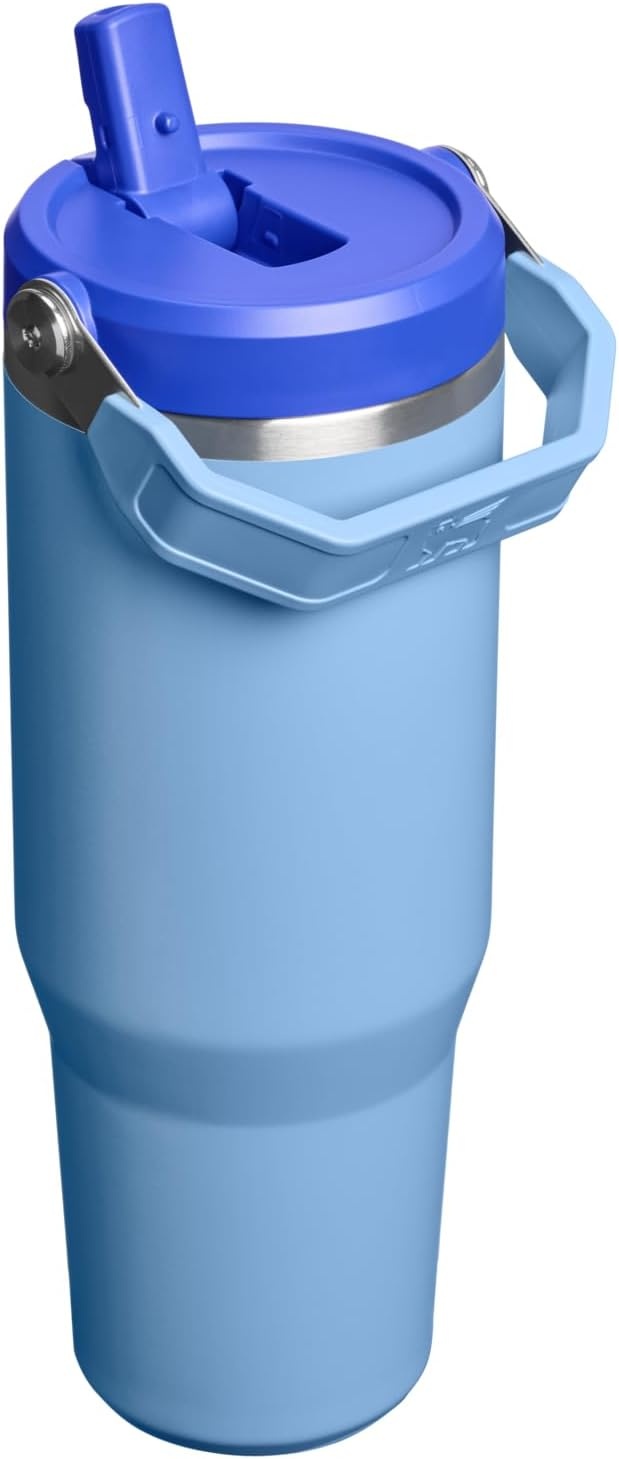 image:imageSTANLEY IceFlow 20 Flip Straw Tumbler 30 oz Pacific Hypergrip Easy Carry Handle Twist On Lid and Flip Up Straw Leak Resistant Water Bottle Insulated Stainless Steel BPAFreeBlue Sky