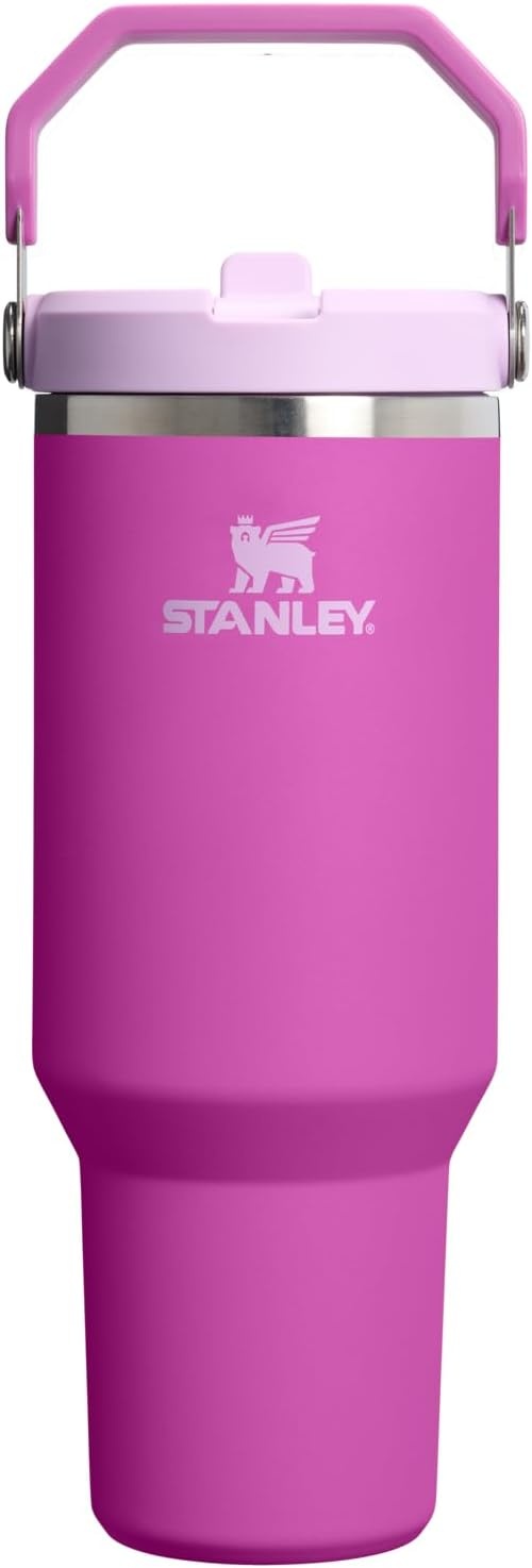 image:imageSTANLEY IceFlow 20 Flip Straw Tumbler 30 oz Pacific Hypergrip Easy Carry Handle Twist On Lid and Flip Up Straw Leak Resistant Water Bottle Insulated Stainless Steel BPAFreeDark Blossom