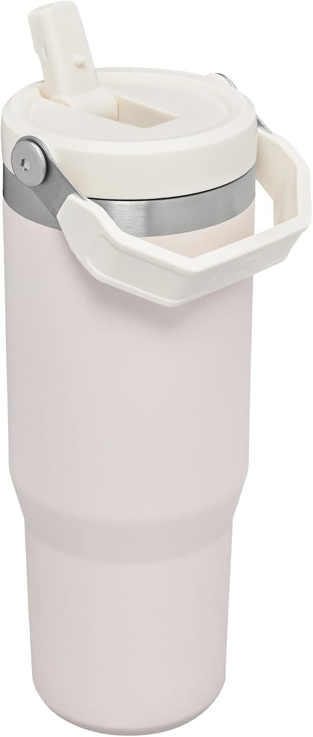 image:imageSTANLEY IceFlow 20 Flip Straw Tumbler 30 oz Pacific Hypergrip Easy Carry Handle Twist On Lid and Flip Up Straw Leak Resistant Water Bottle Insulated Stainless Steel BPAFreeRose Quartz