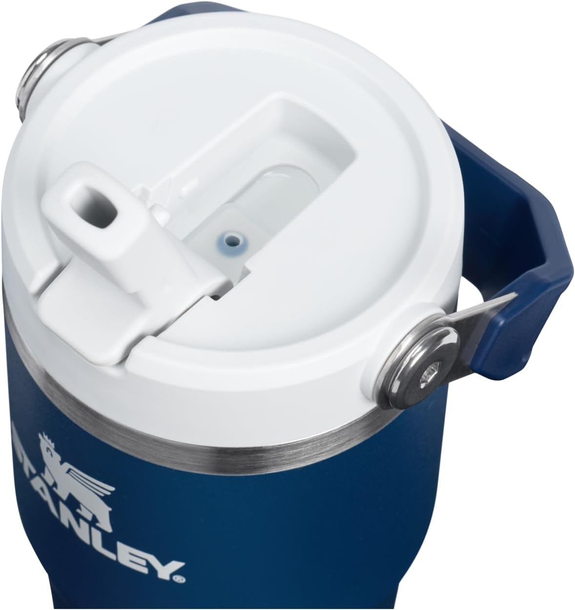 image:imageSTANLEY IceFlow 20 Flip Straw Tumbler 30 oz Pacific Hypergrip Easy Carry Handle Twist On Lid and Flip Up Straw Leak Resistant Water Bottle Insulated Stainless Steel BPAFreeDark Navy