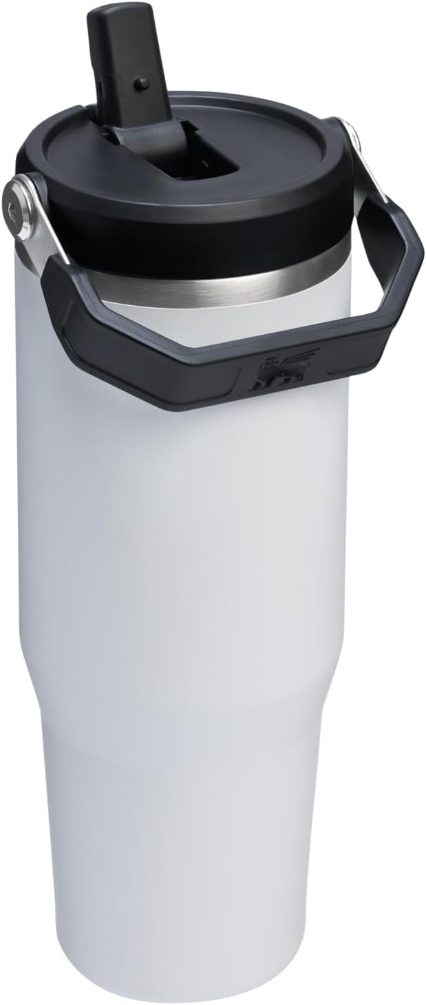 image:imageSTANLEY IceFlow 20 Flip Straw Tumbler 30 oz Pacific Hypergrip Easy Carry Handle Twist On Lid and Flip Up Straw Leak Resistant Water Bottle Insulated Stainless Steel BPAFreeChalk