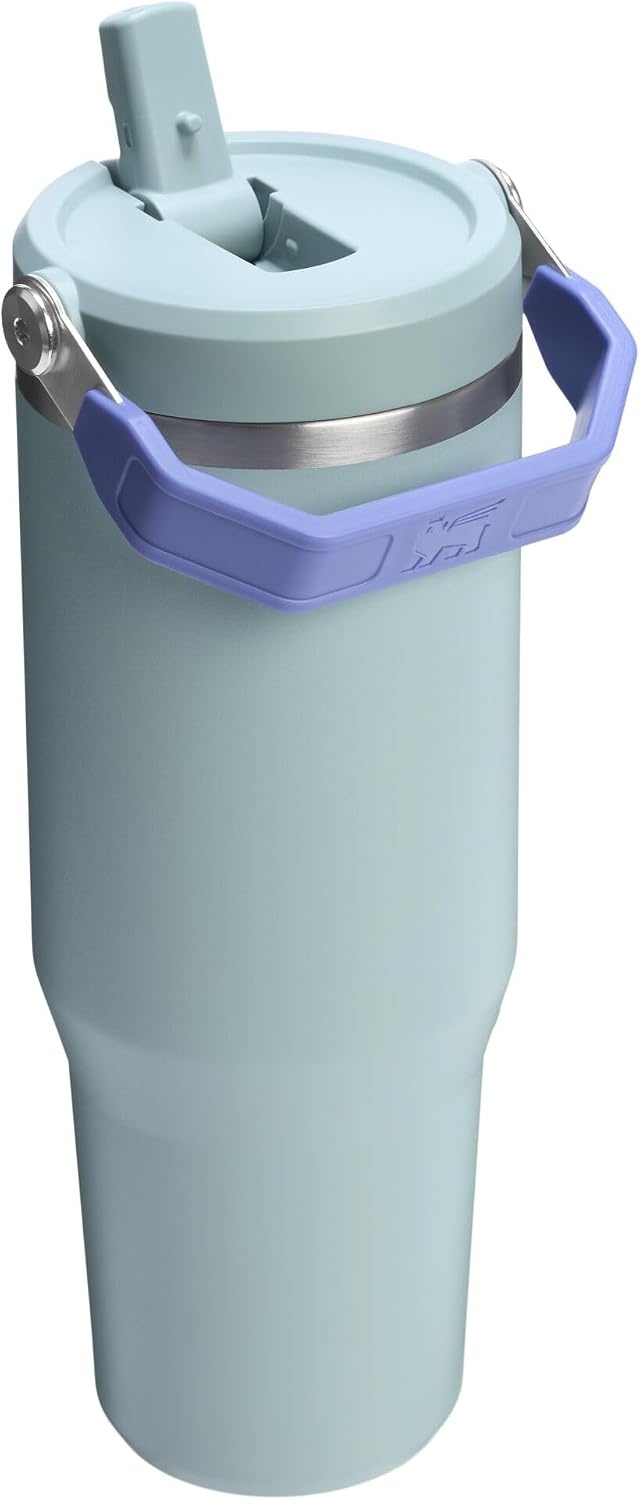 image:imageSTANLEY IceFlow 20 Flip Straw Tumbler 30 oz Pacific Hypergrip Easy Carry Handle Twist On Lid and Flip Up Straw Leak Resistant Water Bottle Insulated Stainless Steel BPAFreeBlue Cactus
