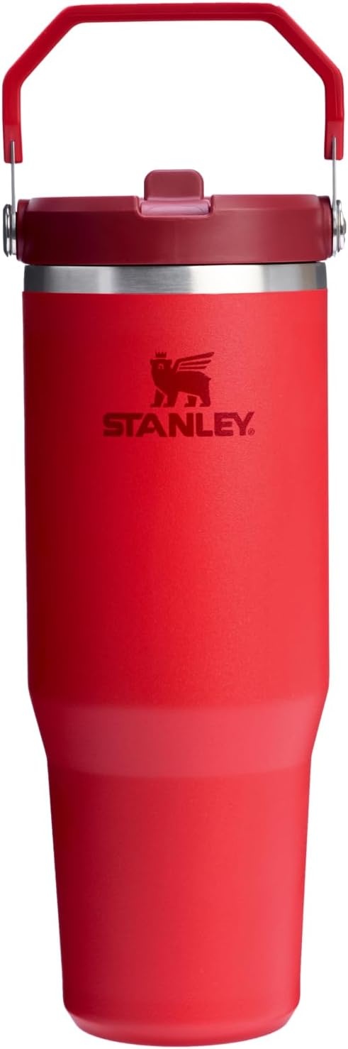 image:imageSTANLEY IceFlow 20 Flip Straw Tumbler 30 oz Pacific Hypergrip Easy Carry Handle Twist On Lid and Flip Up Straw Leak Resistant Water Bottle Insulated Stainless Steel BPAFreeChili Red