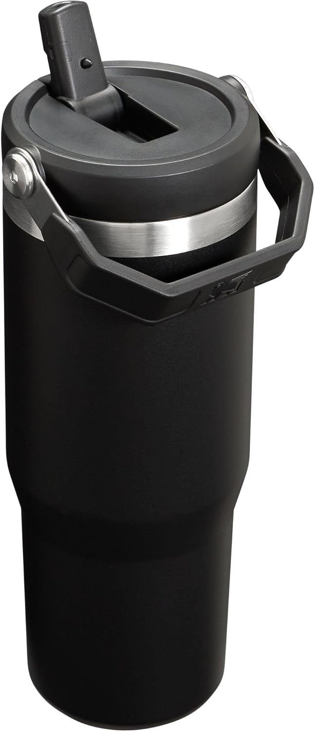 image:imageSTANLEY IceFlow 20 Flip Straw Tumbler 30 oz Pacific Hypergrip Easy Carry Handle Twist On Lid and Flip Up Straw Leak Resistant Water Bottle Insulated Stainless Steel BPAFreeBlack 20