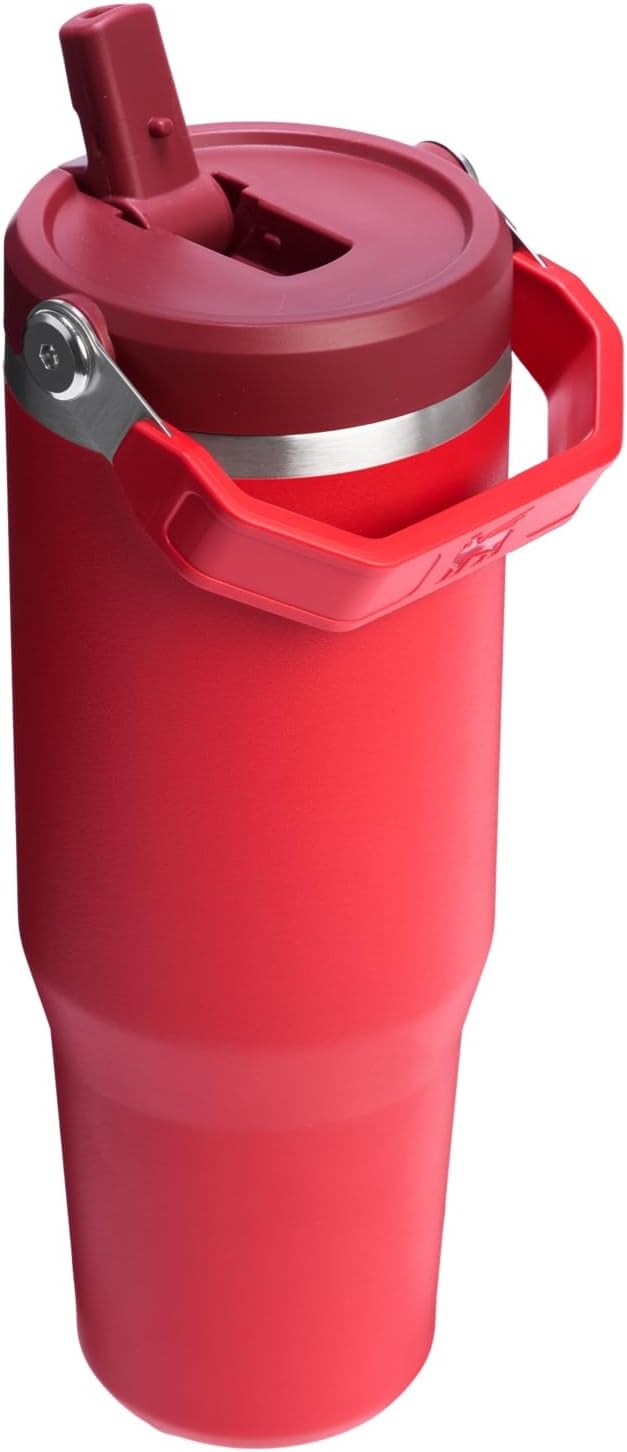 image:imageSTANLEY IceFlow 20 Flip Straw Tumbler 30 oz Pacific Hypergrip Easy Carry Handle Twist On Lid and Flip Up Straw Leak Resistant Water Bottle Insulated Stainless Steel BPAFreeChili Red