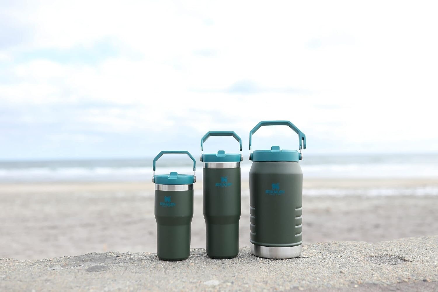 image:imageSTANLEY IceFlow 20 Flip Straw Tumbler 30 oz Pacific Hypergrip Easy Carry Handle Twist On Lid and Flip Up Straw Leak Resistant Water Bottle Insulated Stainless Steel BPAFreeSpirulina