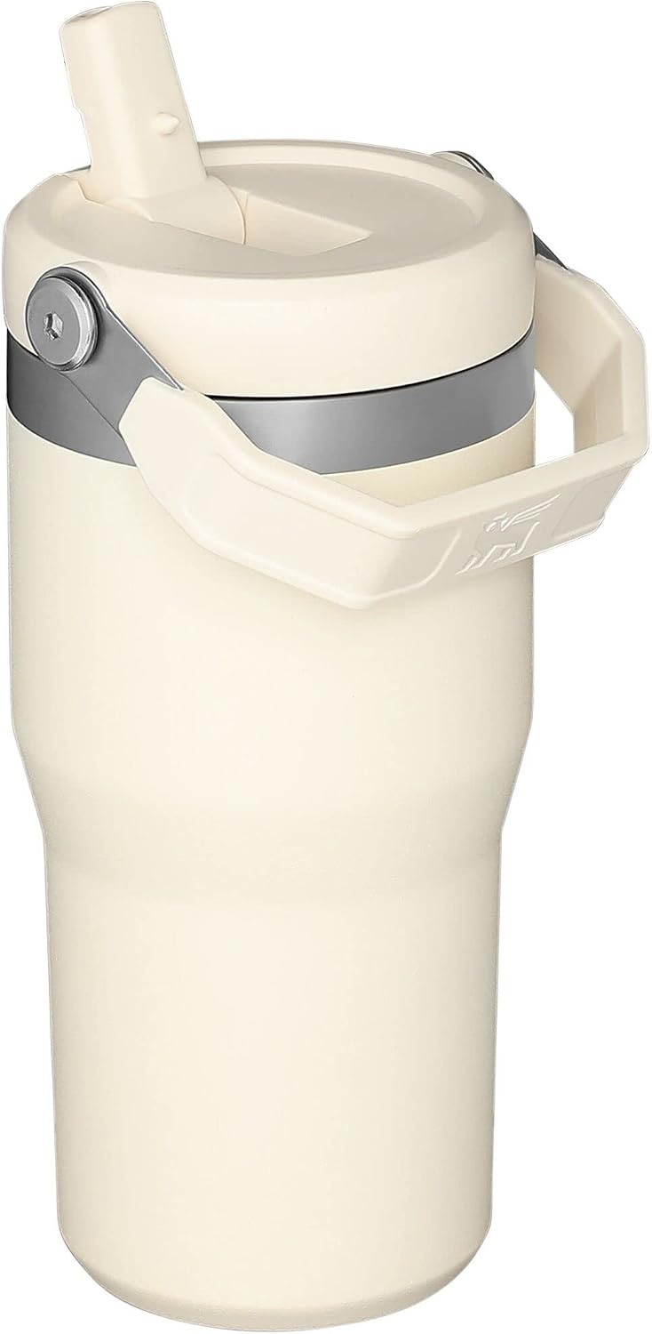image:imageSTANLEY IceFlow 20 Flip Straw Tumbler 30 oz Pacific Hypergrip Easy Carry Handle Twist On Lid and Flip Up Straw Leak Resistant Water Bottle Insulated Stainless Steel BPAFreeCream