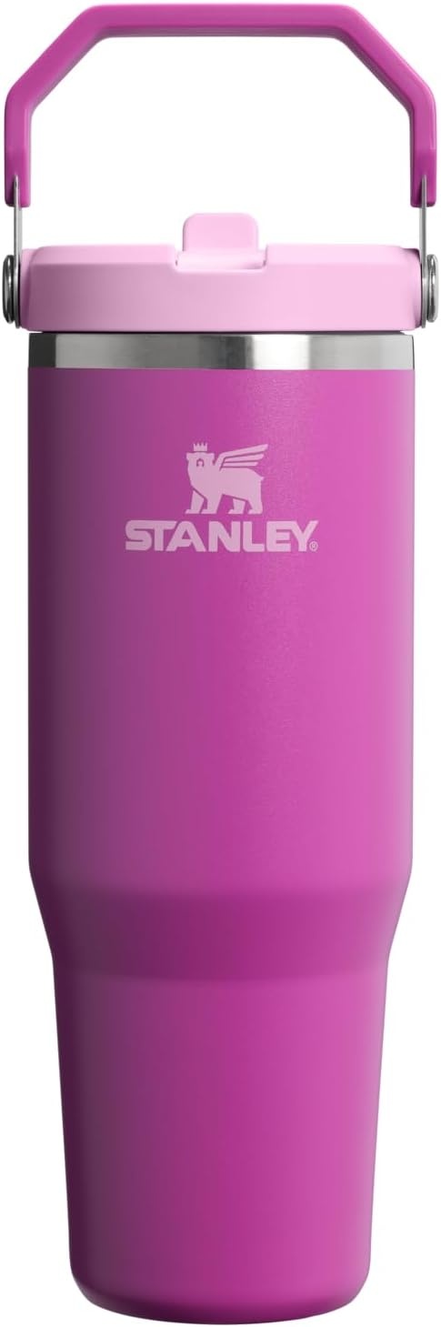 image:imageSTANLEY IceFlow 20 Flip Straw Tumbler 30 oz Pacific Hypergrip Easy Carry Handle Twist On Lid and Flip Up Straw Leak Resistant Water Bottle Insulated Stainless Steel BPAFreeDark Blossom
