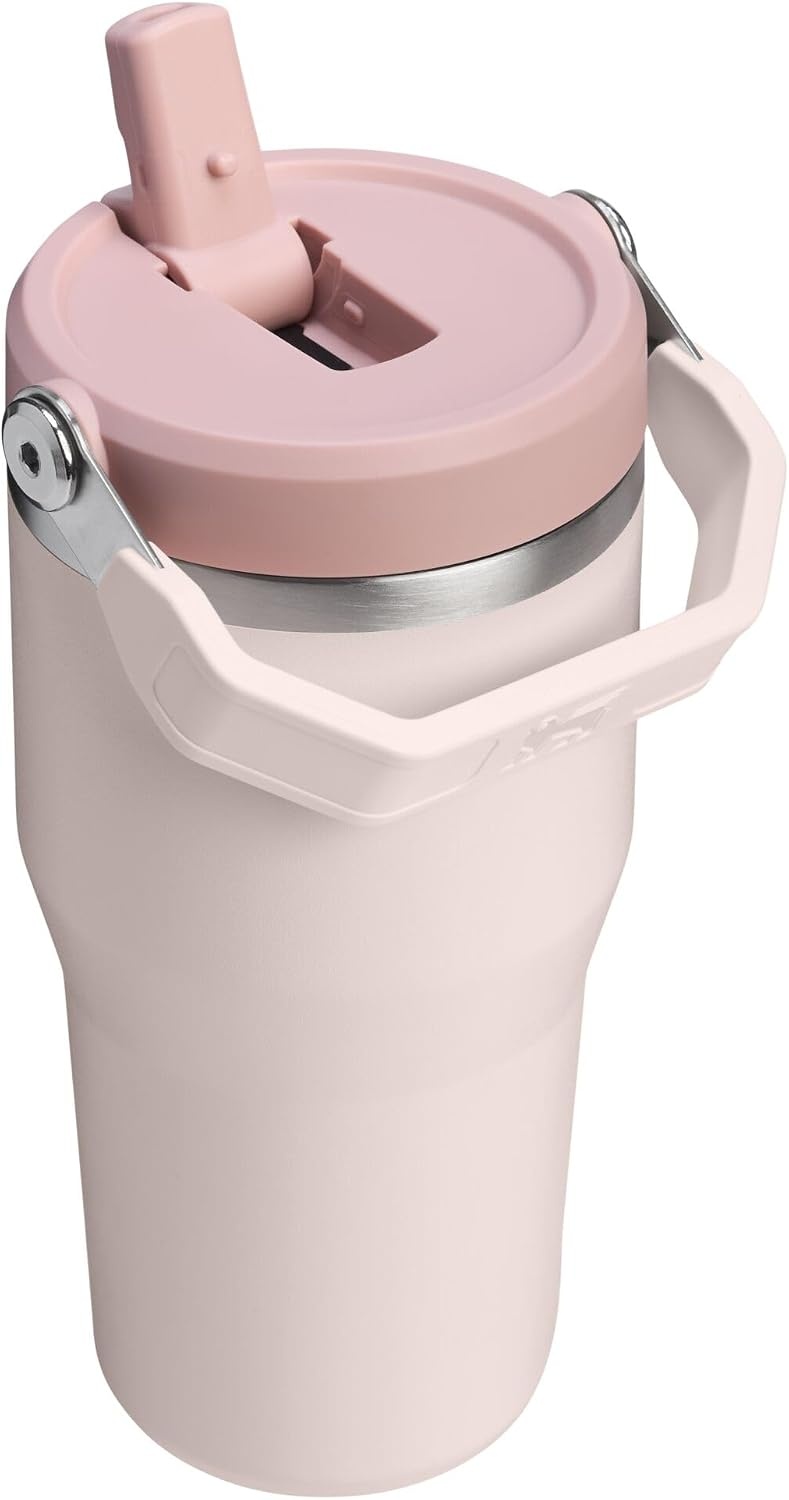 image:imageSTANLEY IceFlow 20 Flip Straw Tumbler 30 oz Pacific Hypergrip Easy Carry Handle Twist On Lid and Flip Up Straw Leak Resistant Water Bottle Insulated Stainless Steel BPAFreeRose Quartz 20