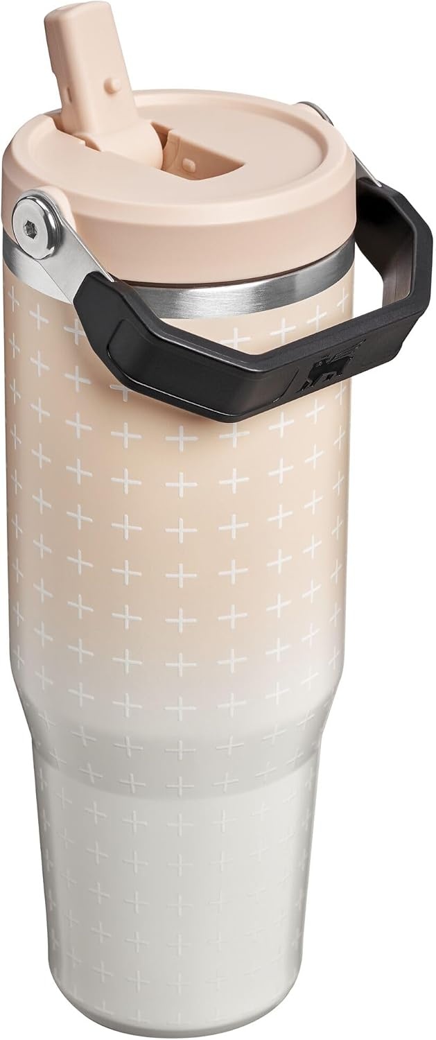 image:imageSTANLEY IceFlow 20 Flip Straw Tumbler 30 oz Pacific Hypergrip Easy Carry Handle Twist On Lid and Flip Up Straw Leak Resistant Water Bottle Insulated Stainless Steel BPAFreeChampagne Plus