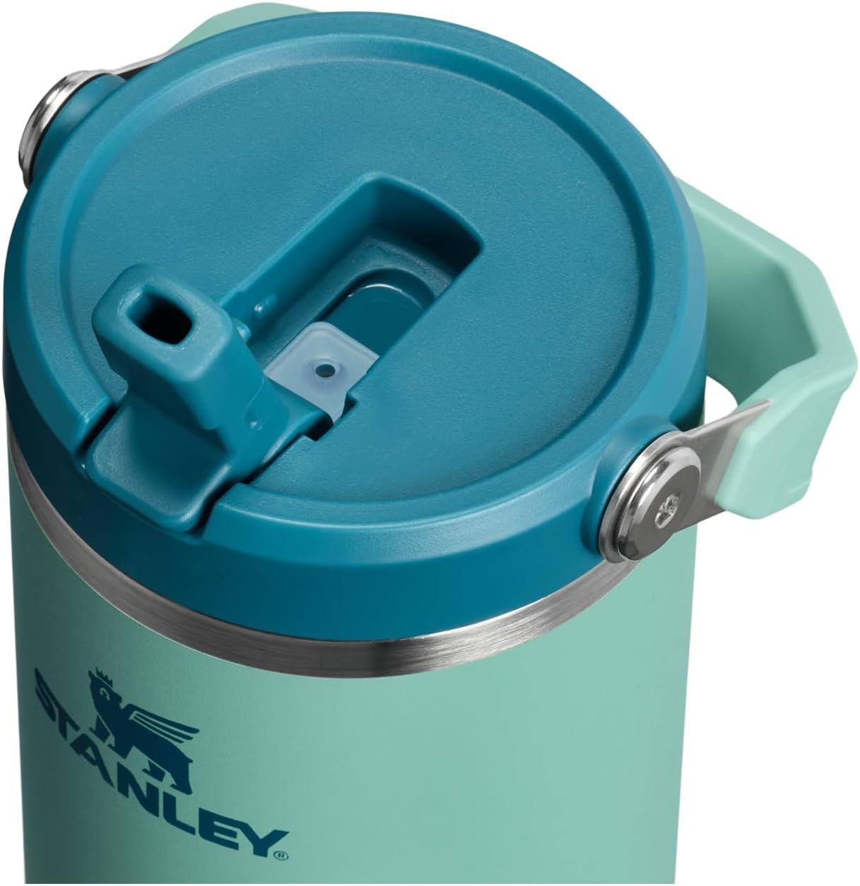 image:imageSTANLEY IceFlow 20 Flip Straw Tumbler 30 oz Pacific Hypergrip Easy Carry Handle Twist On Lid and Flip Up Straw Leak Resistant Water Bottle Insulated Stainless Steel BPAFreeSpring Green
