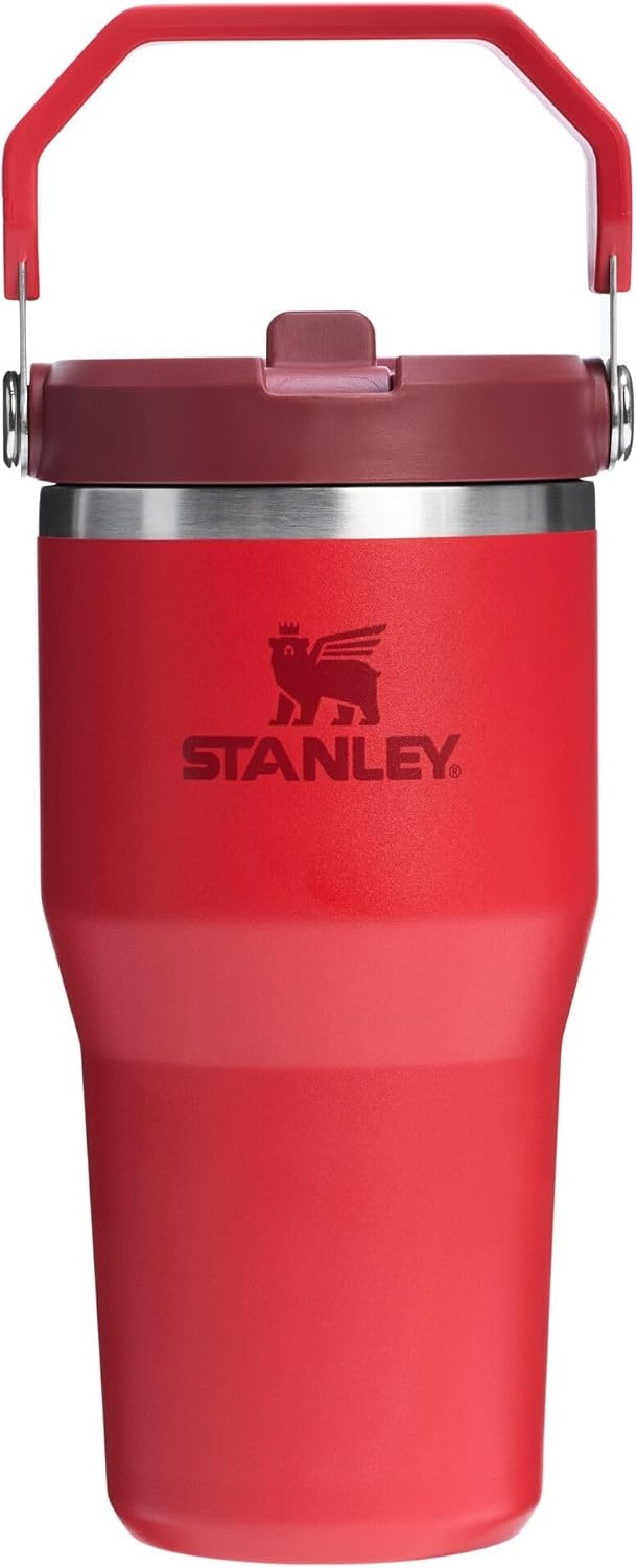 image:imageSTANLEY IceFlow 20 Flip Straw Tumbler 30 oz Pacific Hypergrip Easy Carry Handle Twist On Lid and Flip Up Straw Leak Resistant Water Bottle Insulated Stainless Steel BPAFreeChili Red