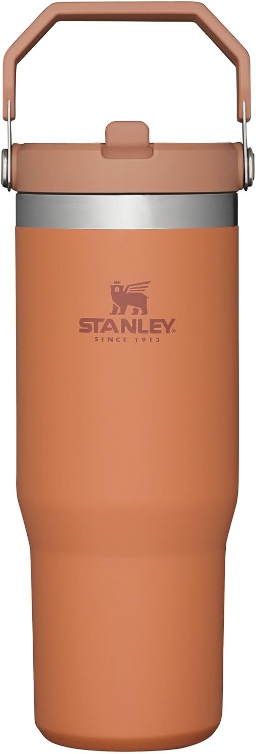 image:imageSTANLEY IceFlow 20 Flip Straw Tumbler 30 oz Pacific Hypergrip Easy Carry Handle Twist On Lid and Flip Up Straw Leak Resistant Water Bottle Insulated Stainless Steel BPAFreeOchre