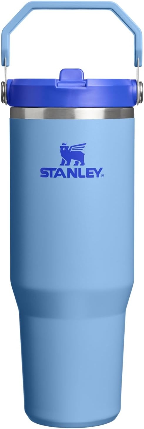 image:imageSTANLEY IceFlow 20 Flip Straw Tumbler 30 oz Pacific Hypergrip Easy Carry Handle Twist On Lid and Flip Up Straw Leak Resistant Water Bottle Insulated Stainless Steel BPAFreeBlue Sky