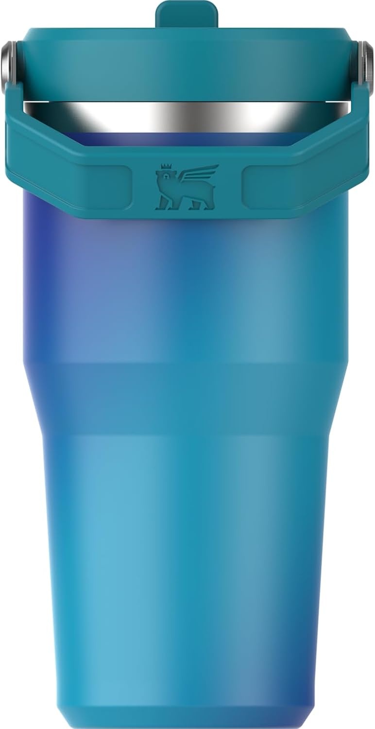 image:imageSTANLEY IceFlow 20 Flip Straw Tumbler 30 oz Pacific Hypergrip Easy Carry Handle Twist On Lid and Flip Up Straw Leak Resistant Water Bottle Insulated Stainless Steel BPAFreeSea Glass Aura