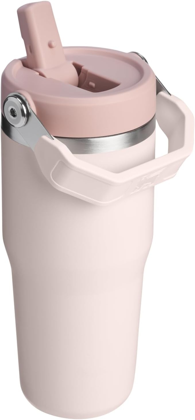 image:imageSTANLEY IceFlow 20 Flip Straw Tumbler 30 oz Pacific Hypergrip Easy Carry Handle Twist On Lid and Flip Up Straw Leak Resistant Water Bottle Insulated Stainless Steel BPAFreeRose Quartz 20