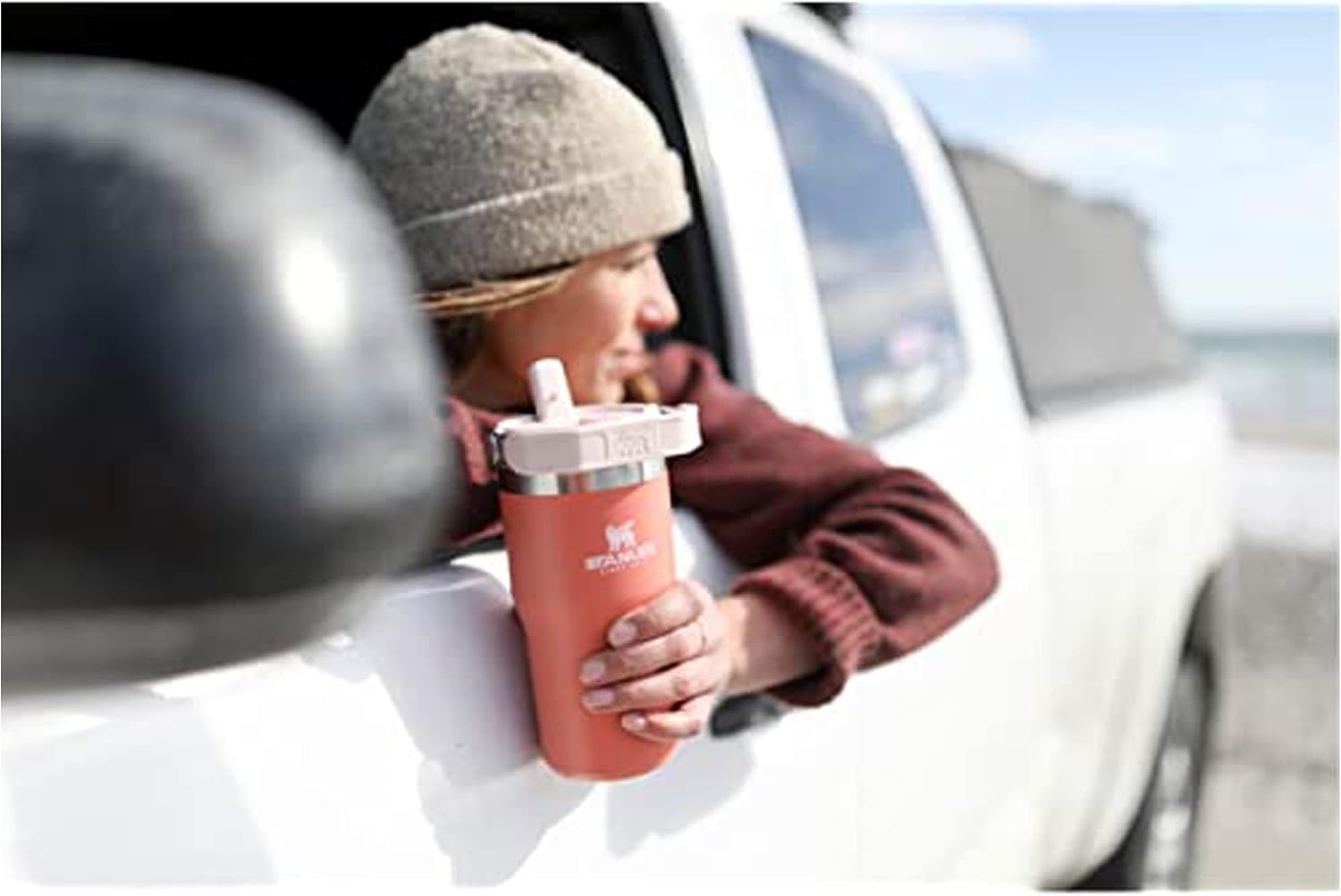image:imageSTANLEY IceFlow 20 Flip Straw Tumbler 30 oz Pacific Hypergrip Easy Carry Handle Twist On Lid and Flip Up Straw Leak Resistant Water Bottle Insulated Stainless Steel BPAFreeGrapefruit