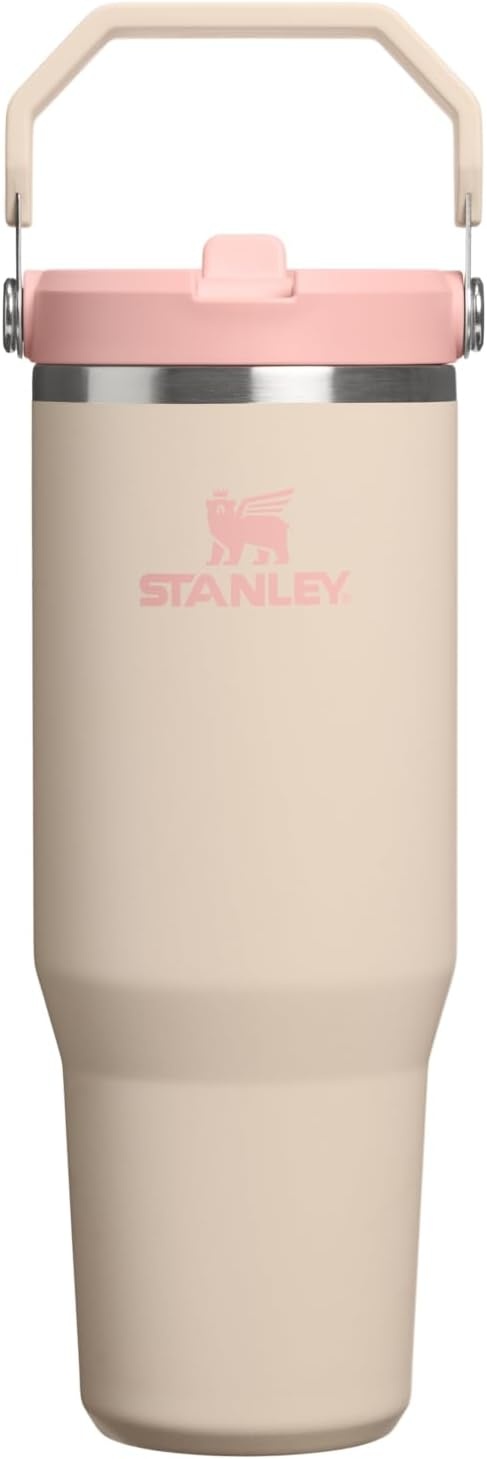 image:imageSTANLEY IceFlow 20 Flip Straw Tumbler 30 oz Pacific Hypergrip Easy Carry Handle Twist On Lid and Flip Up Straw Leak Resistant Water Bottle Insulated Stainless Steel BPAFreeChampagne