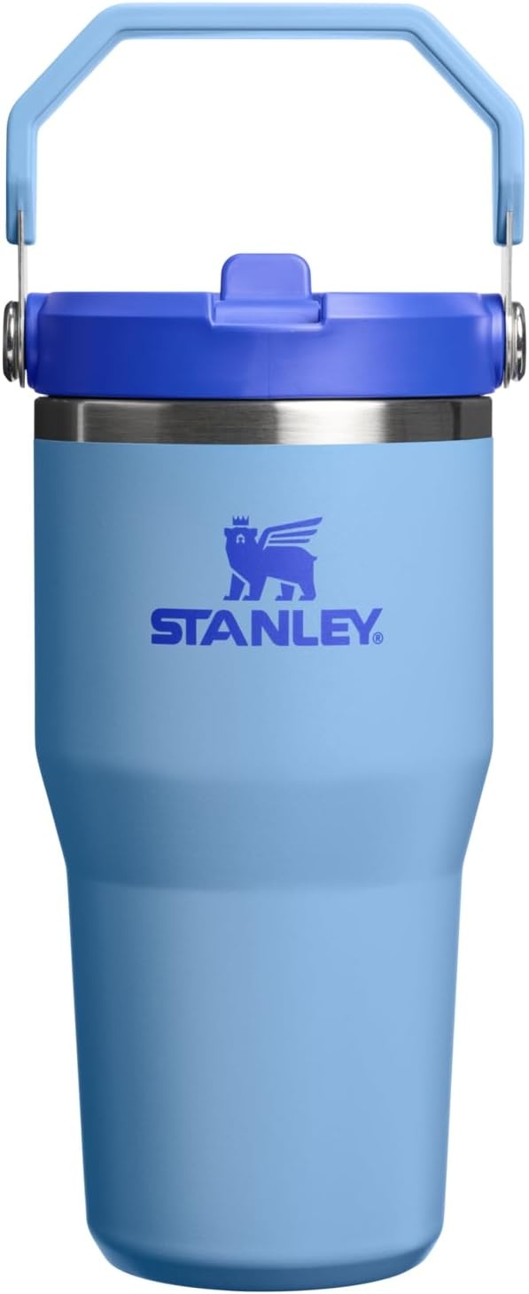 image:imageSTANLEY IceFlow 20 Flip Straw Tumbler 30 oz Pacific Hypergrip Easy Carry Handle Twist On Lid and Flip Up Straw Leak Resistant Water Bottle Insulated Stainless Steel BPAFreeBlue Sky