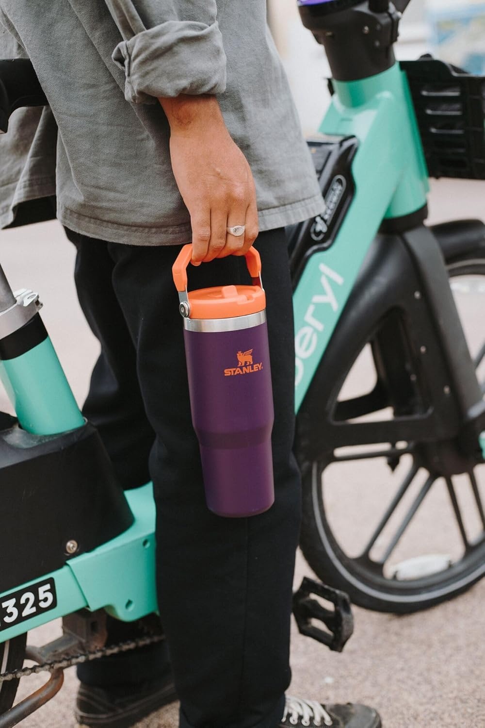 image:imageSTANLEY IceFlow 20 Flip Straw Tumbler 30 oz Pacific Hypergrip Easy Carry Handle Twist On Lid and Flip Up Straw Leak Resistant Water Bottle Insulated Stainless Steel BPAFreeAsh 20