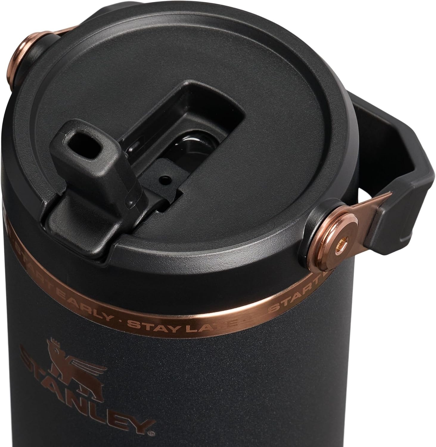 image:imageSTANLEY IceFlow 20 Flip Straw Tumbler 30 oz Pacific Hypergrip Easy Carry Handle Twist On Lid and Flip Up Straw Leak Resistant Water Bottle Insulated Stainless Steel BPAFreeMessi Goat Black