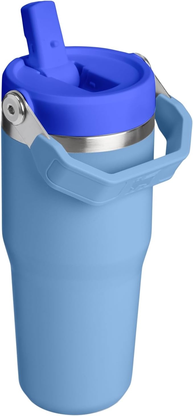 image:imageSTANLEY IceFlow 20 Flip Straw Tumbler 30 oz Pacific Hypergrip Easy Carry Handle Twist On Lid and Flip Up Straw Leak Resistant Water Bottle Insulated Stainless Steel BPAFreeBlue Sky