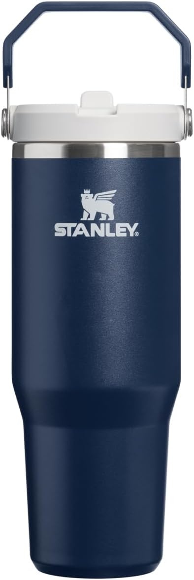 image:imageSTANLEY IceFlow 20 Flip Straw Tumbler 30 oz Pacific Hypergrip Easy Carry Handle Twist On Lid and Flip Up Straw Leak Resistant Water Bottle Insulated Stainless Steel BPAFreeDark Navy