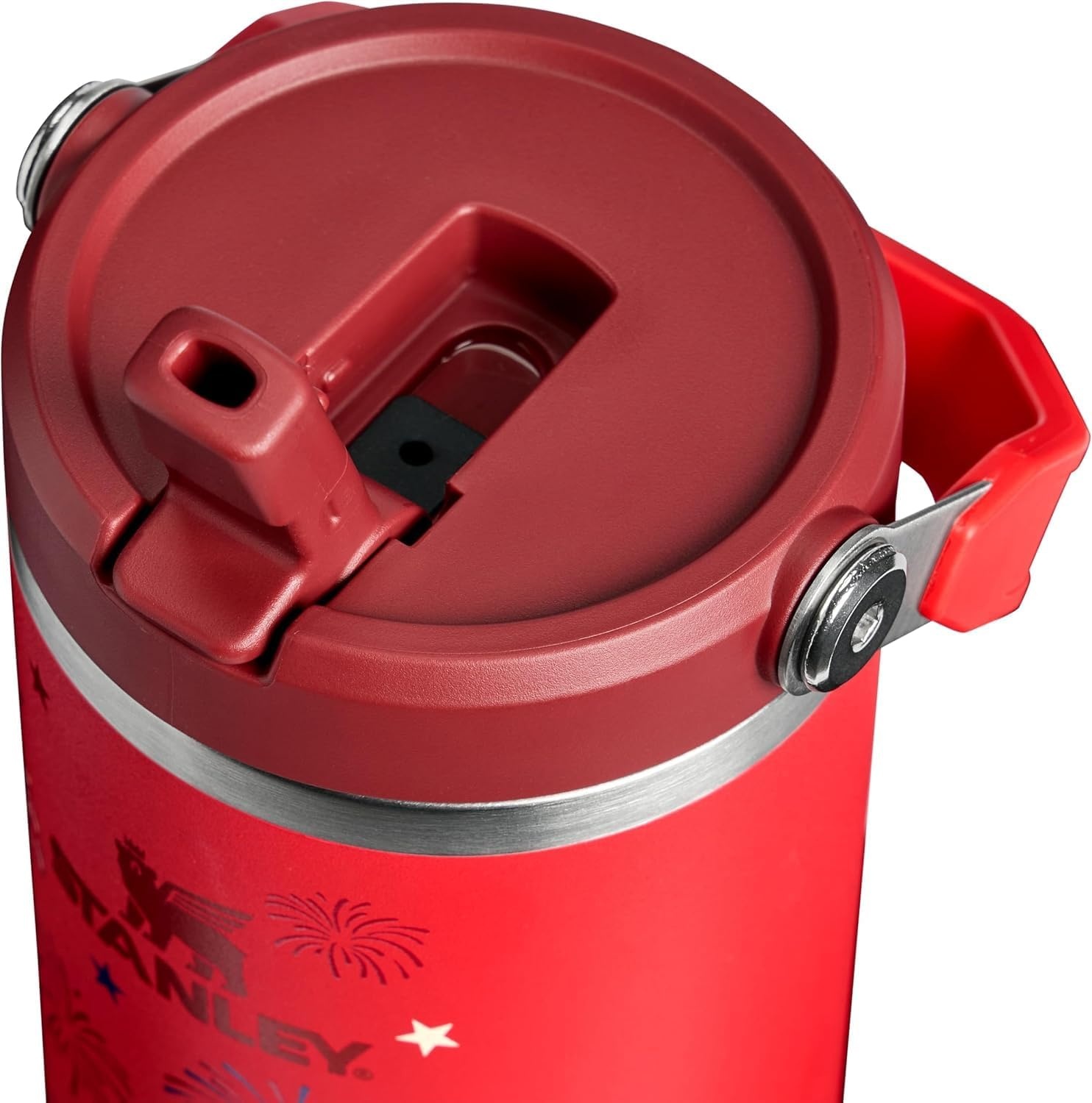 image:imageSTANLEY IceFlow 20 Flip Straw Tumbler 30 oz Pacific Hypergrip Easy Carry Handle Twist On Lid and Flip Up Straw Leak Resistant Water Bottle Insulated Stainless Steel BPAFreeChili Red Fireworks