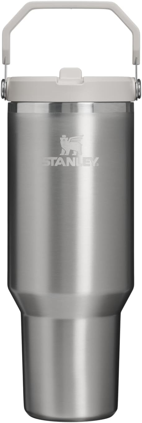 image:imageSTANLEY IceFlow 20 Flip Straw Tumbler 30 oz Pacific Hypergrip Easy Carry Handle Twist On Lid and Flip Up Straw Leak Resistant Water Bottle Insulated Stainless Steel BPAFreeStainless Steel Ash