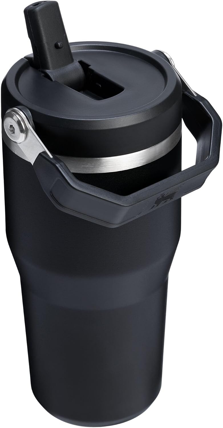image:imageSTANLEY IceFlow 20 Flip Straw Tumbler 30 oz Pacific Hypergrip Easy Carry Handle Twist On Lid and Flip Up Straw Leak Resistant Water Bottle Insulated Stainless Steel BPAFreeBlack 20