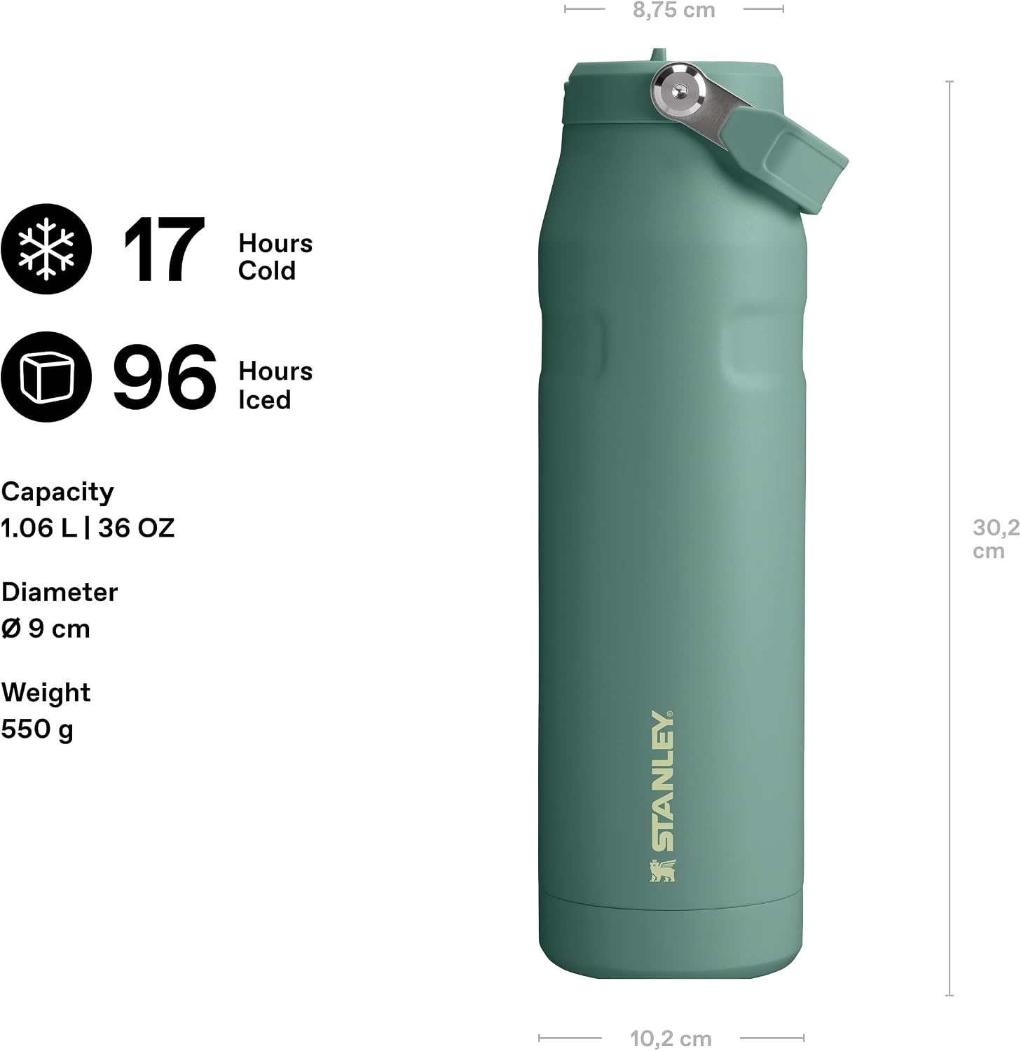 image:imageSTANLEY IceFlow Flip Straw 20 Bottle 24 oz Purple Umbra Easy Carry Handle Twist On Lid and Flip Up Straw Lightweight Water Bottle Insulated Stainless Steel BPAFreeShale