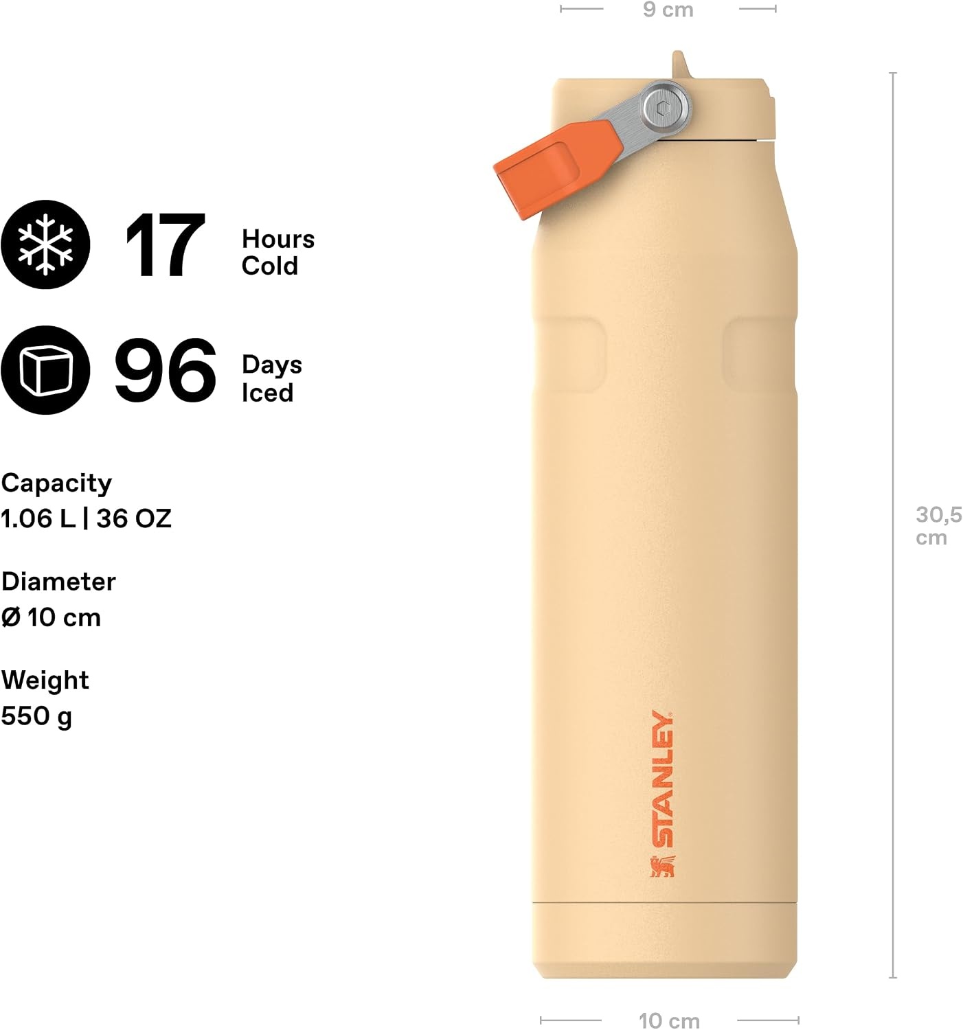 image:imageSTANLEY IceFlow Flip Straw 20 Bottle 24 oz Purple Umbra Easy Carry Handle Twist On Lid and Flip Up Straw Lightweight Water Bottle Insulated Stainless Steel BPAFreeOrange Sherbet